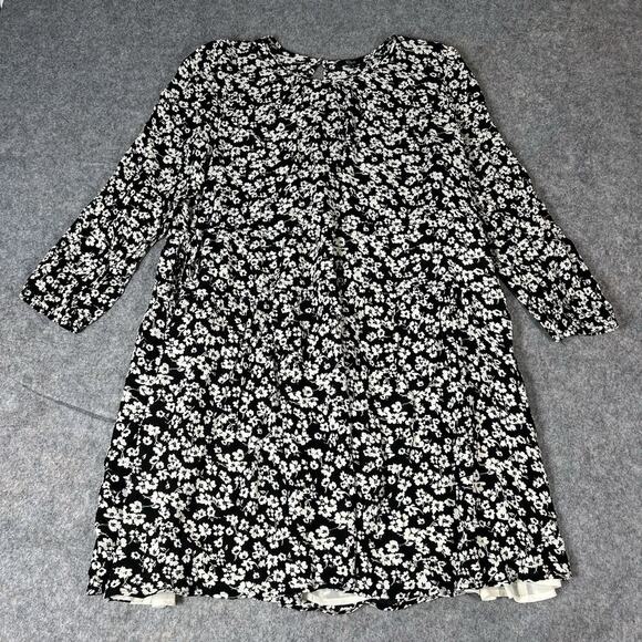 Rails Wilma Dress Womens Large Babydoll Aster Black White Floral - Picture 1 of 10